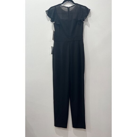 NEW Harper Rose Women's Gathered Illusion Neck Jumpsuit Black MSRP $148 - Picture 10 of 12